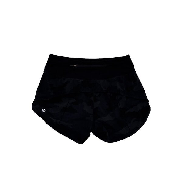 Lululemon Run Speed Up High Rise Shorts 4” Lined Black Camo Size 4 tall W7B40S - Picture 3 of 8